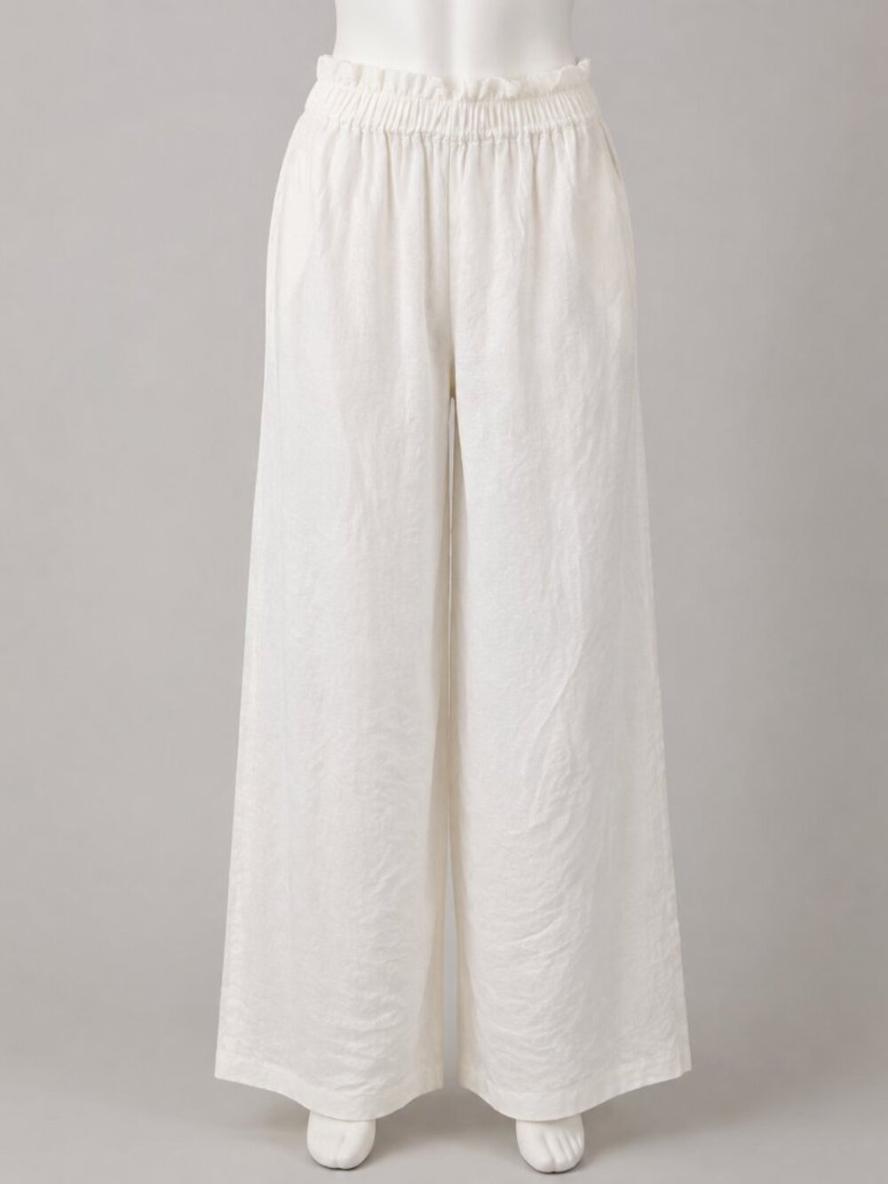 NWT Curio White Linen-Look Wide-Leg Pants Size Large